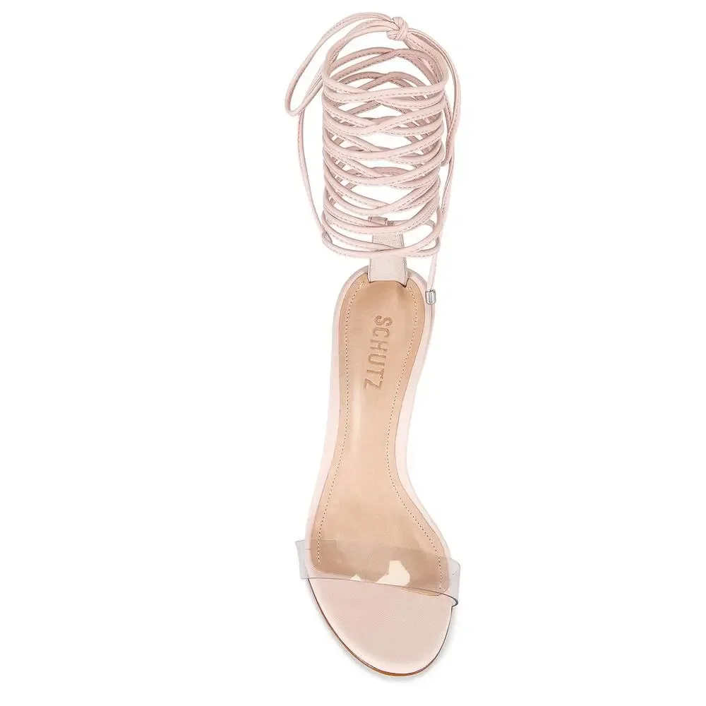 Schutz PInk Ankle Wrap Sandal SIZE 8 Jessie Gladiator Heel Leather $118 NEW - Picture 4 of 12